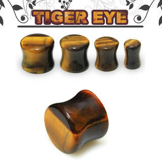 Ear Plug aus Tigerauge, Grösse 6 - 14mm (BJ0107)