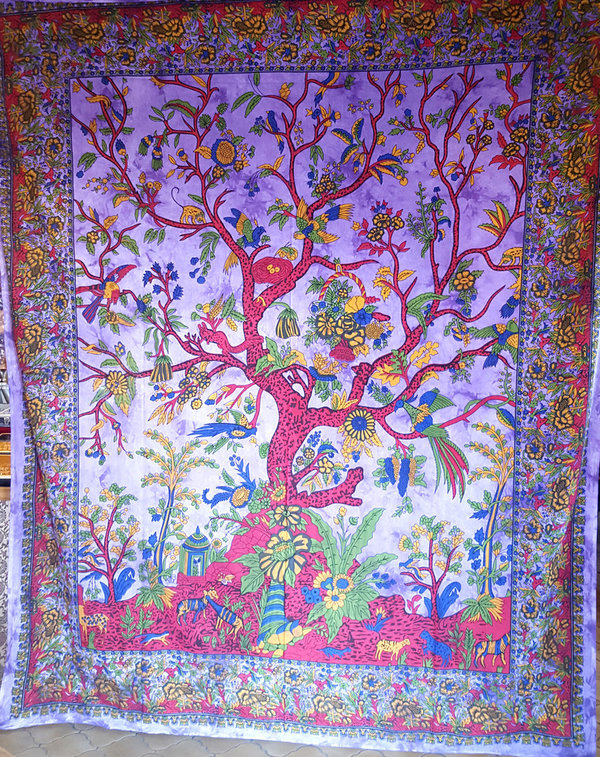 Wandbehang lila mit Lebensbaum , 2 x 2,25m (WB0030)